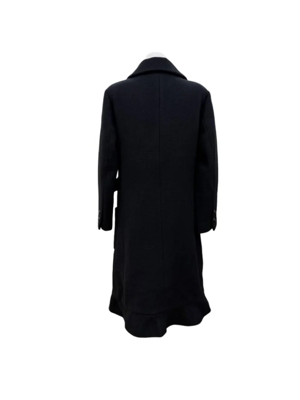 Chanel Cashmere Silk Blend CC Logo Button Chesterfield Black Navy 34 Jacket